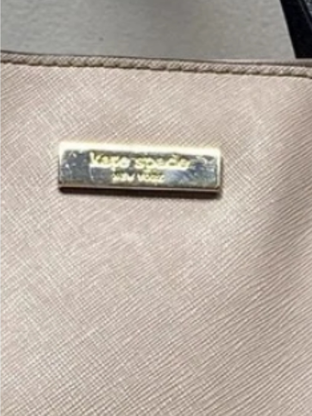 kate spade Pale Blush Saffiano Tote with Gold Plaque